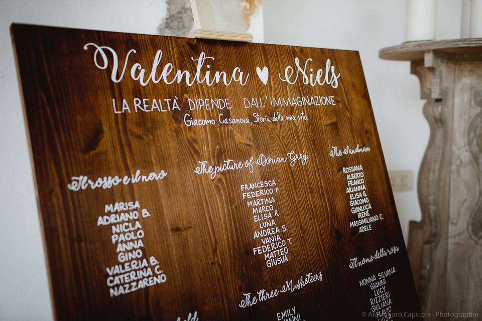 Tableau Mariage scritto a mano