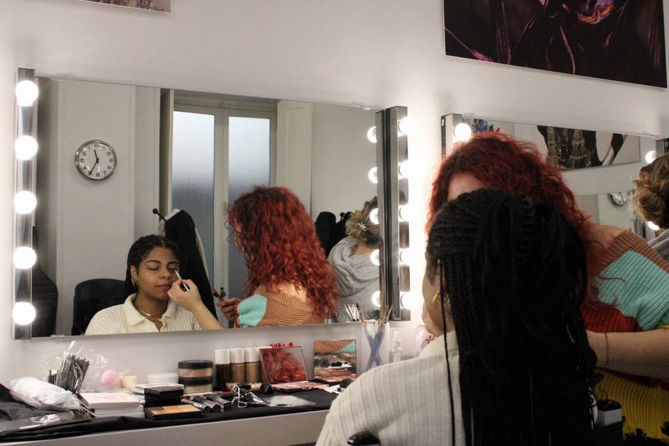 Foto a lavoro su una modella