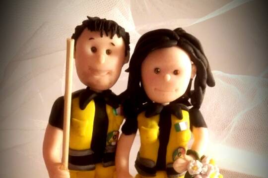 Cake topper  sposi in divisa