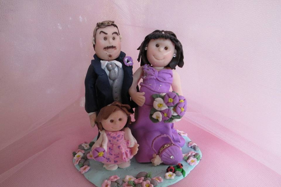 Cake topper sposi famiglia