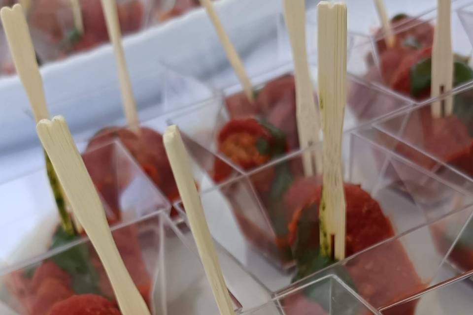 Polpettine con mous di basilic