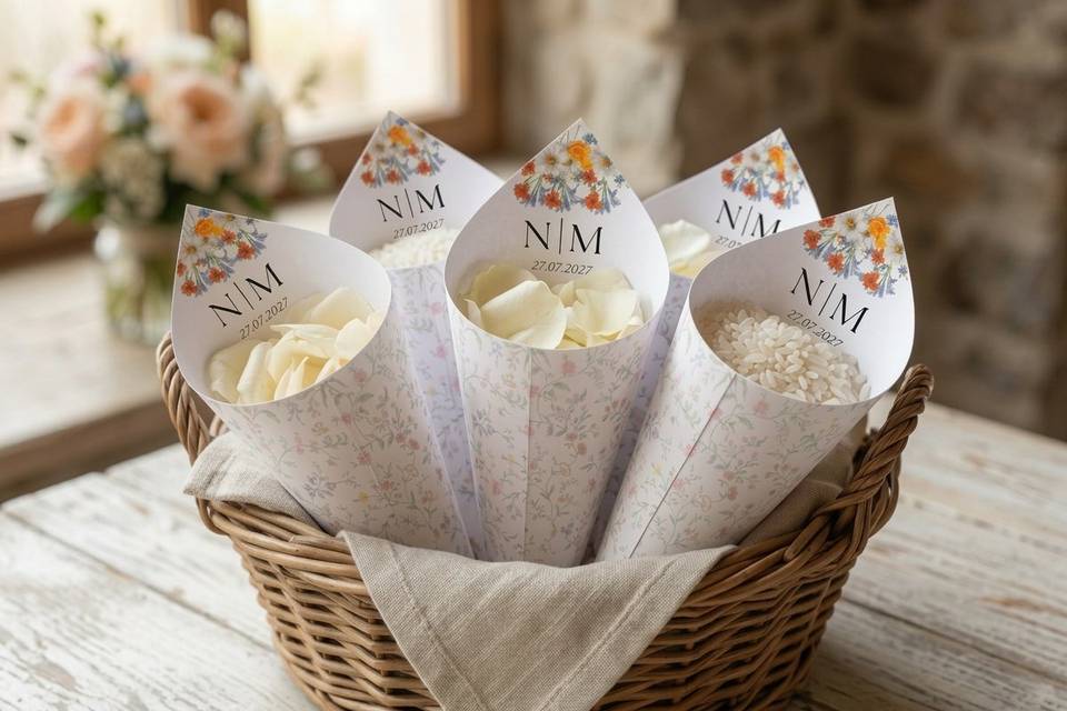 Set Coni Porta Riso e Petali
