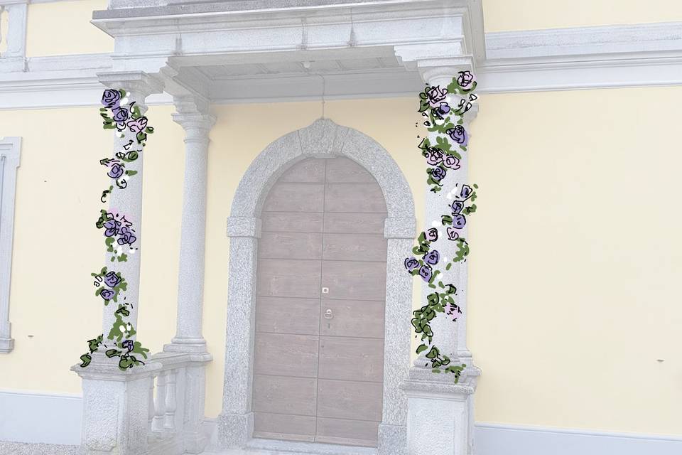 Progetto fiori su colonne