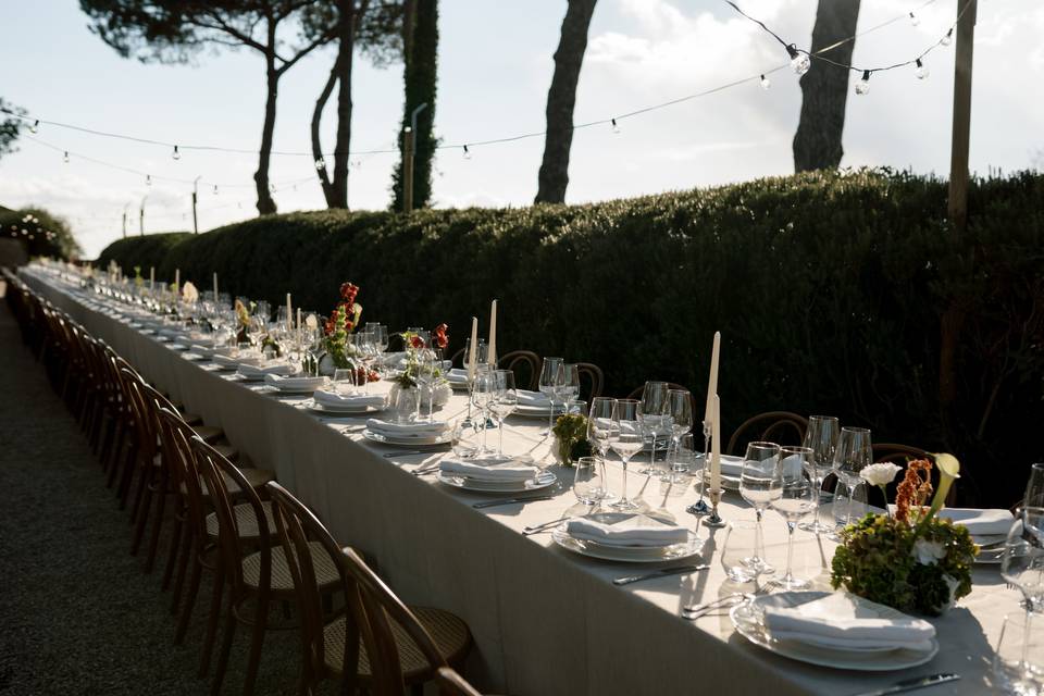 Dinner table under the pines