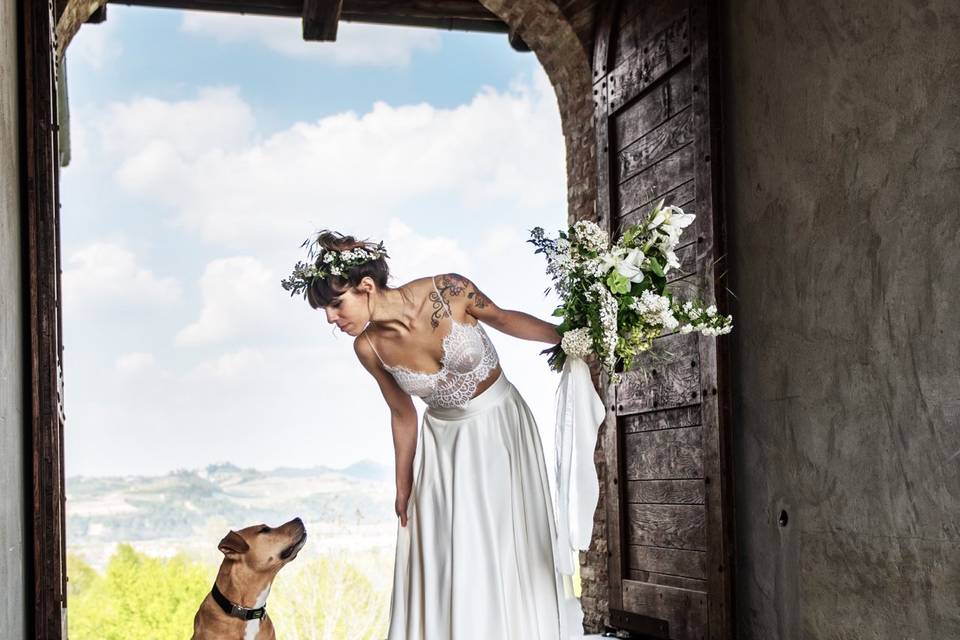 Bride and dog