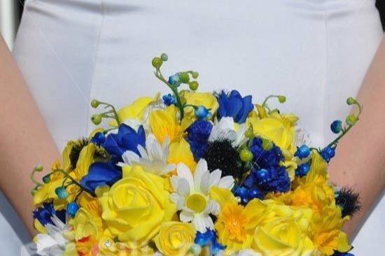 Bouquet sposa giallo e blu