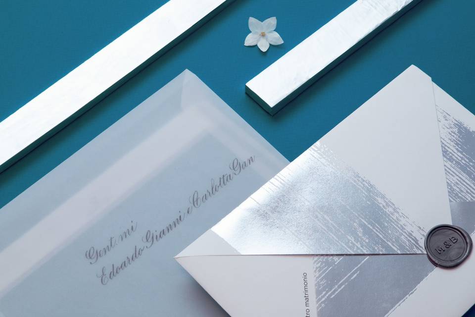 Brush silver Invitation