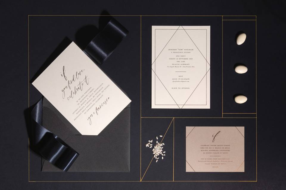 White and grey invitation