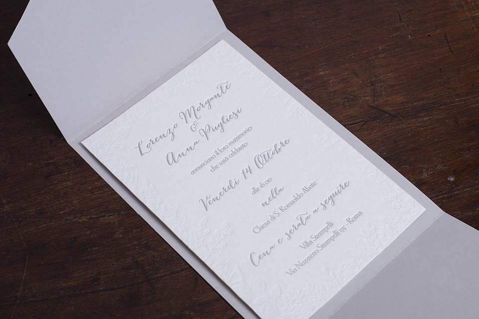 Grey letterpress invitation