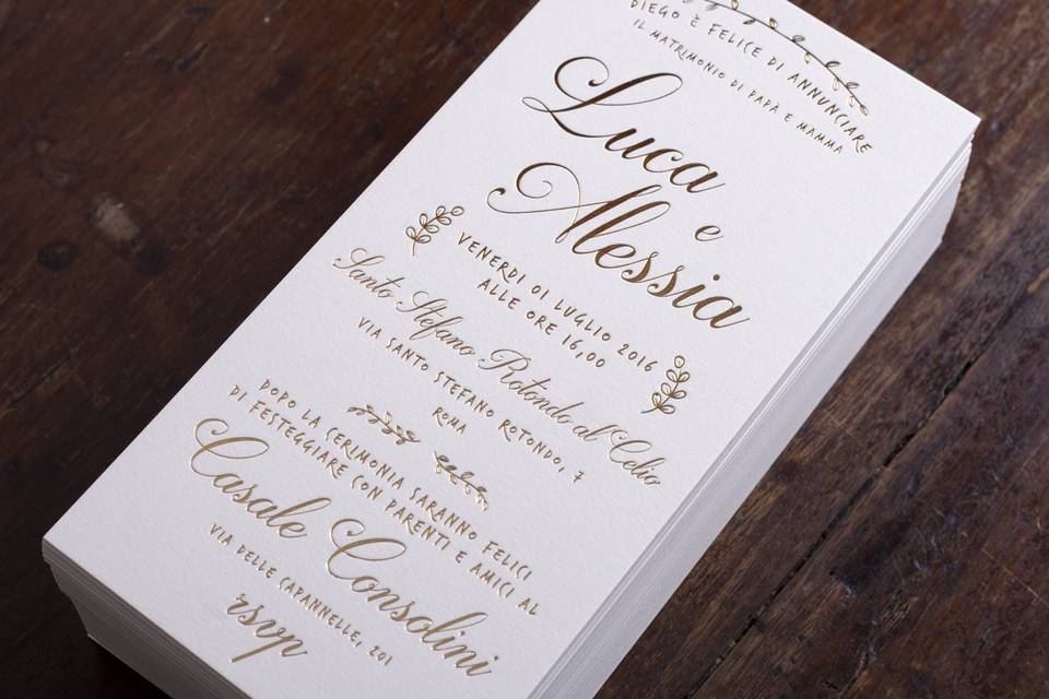 Kraft letterpress invitation