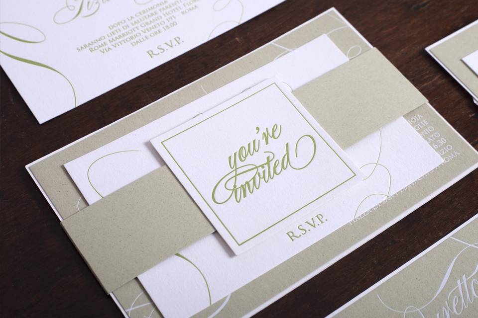 Kiwi letterpress invitation