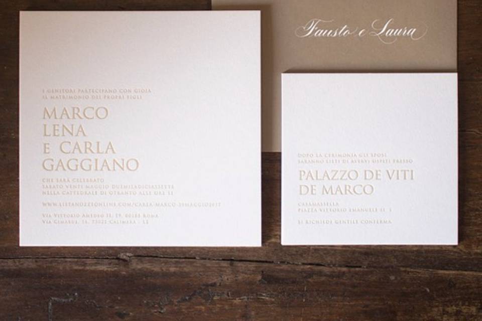 Cream letterpress invitation