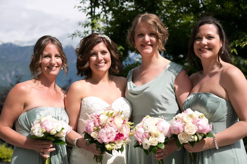 British Bride and Bridesmaids