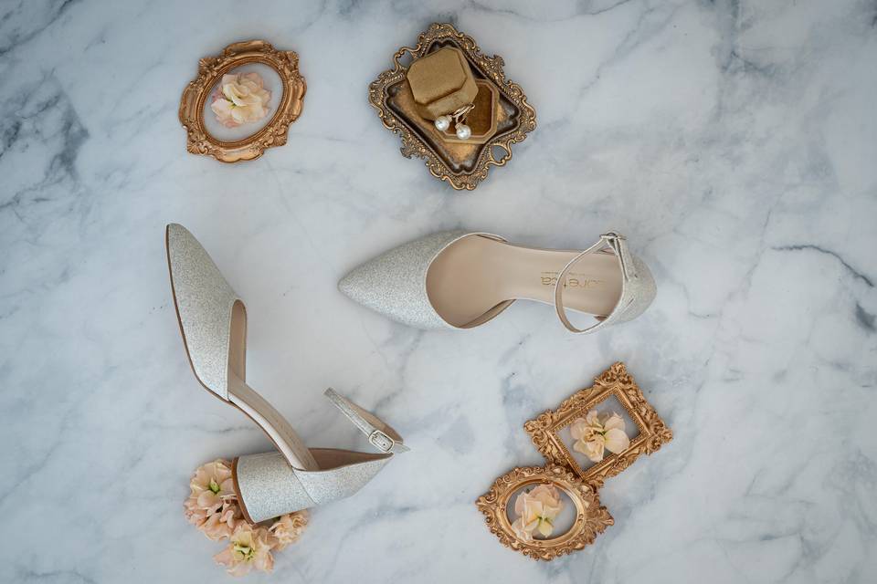 Slingback glitter argento