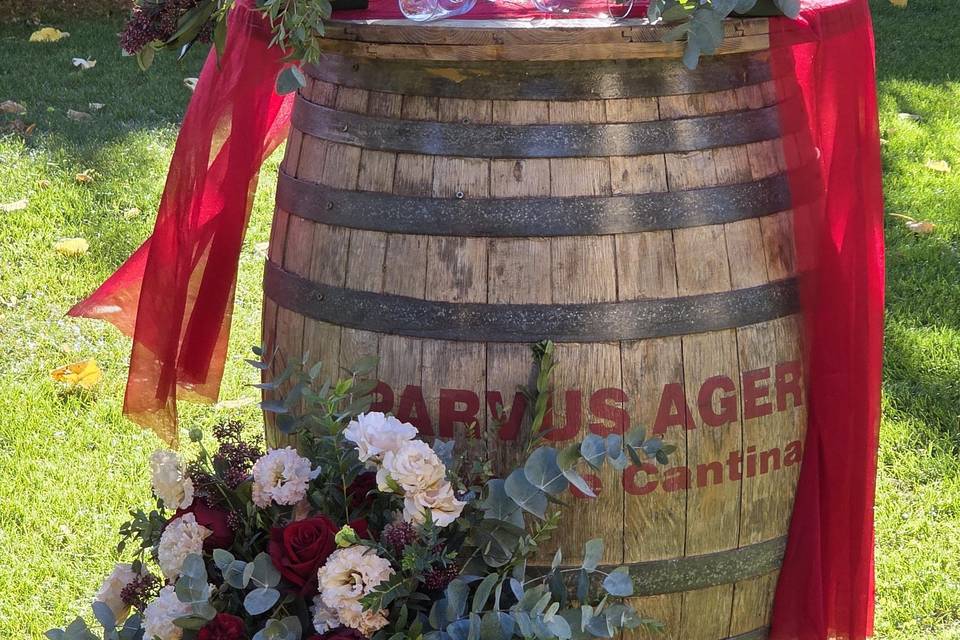 Wedding corner tema vino