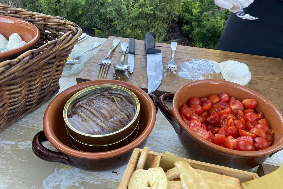 Burrata e acciughe Cantabbrico