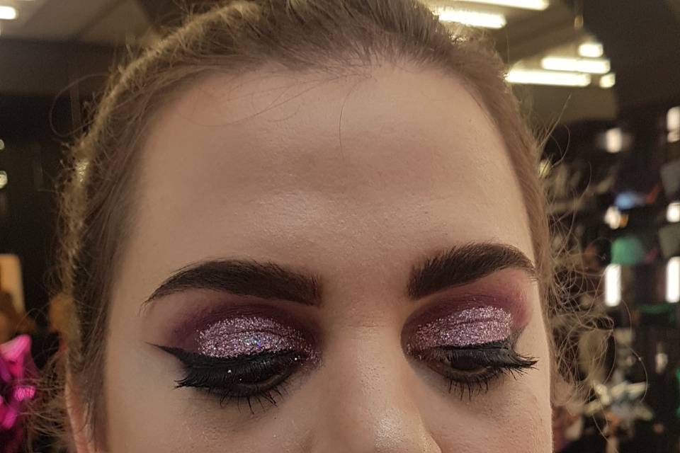 Glitter + bold liner + lashes