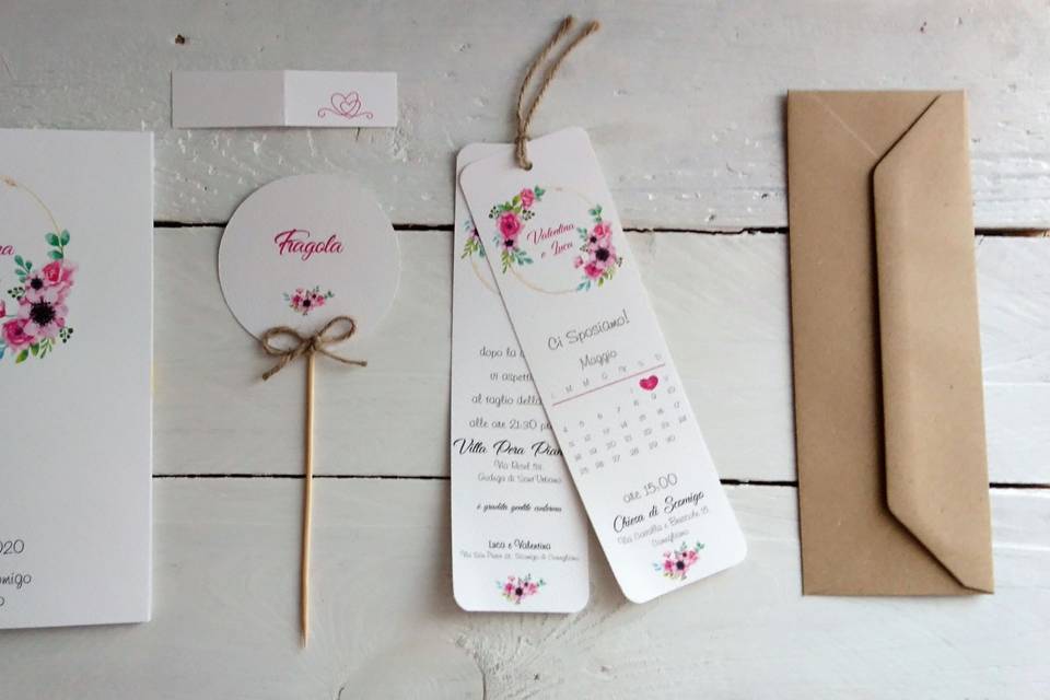 Wedding Stationery fiori rosa