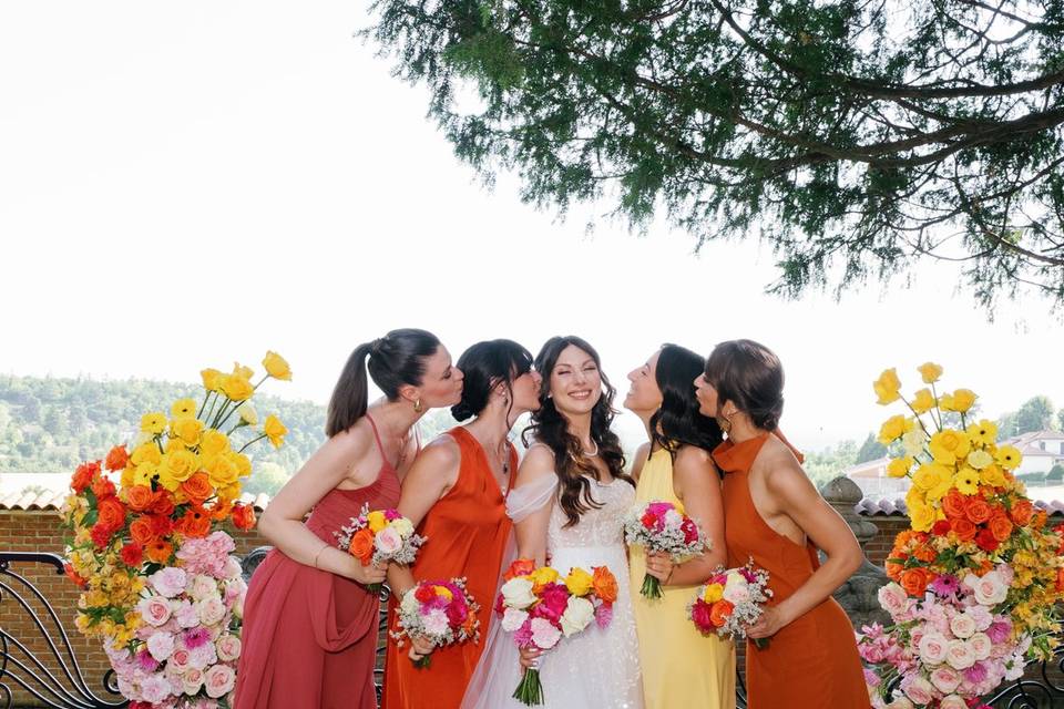 Bride and bridesmaids