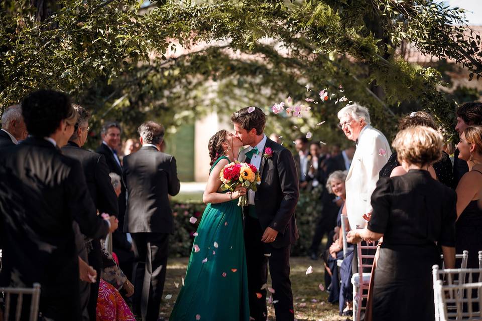 Bride & groom kiss