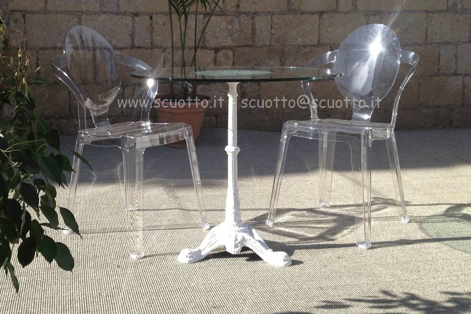 Sedia e tavolo cristall