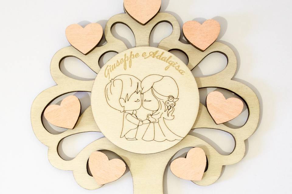 Cake topper matrimonio legno