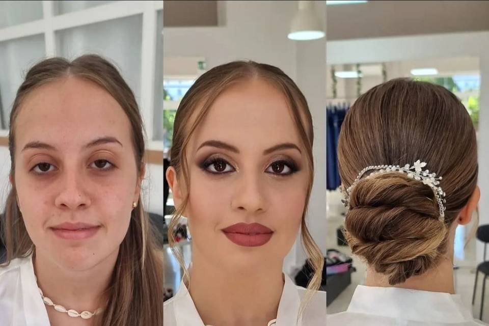 Prima e dopo trucco e acconcia