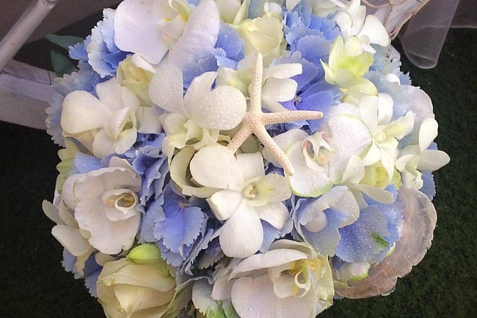 Bouquet with roses, hydrangea