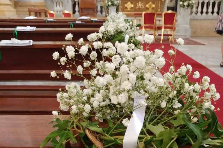 Banchi edera e velo da sposa