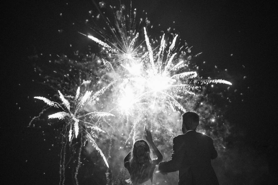 Fireworks in bw