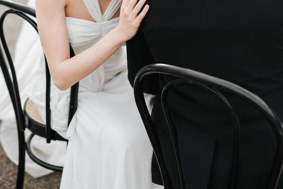 Ritratto sposa durante cena