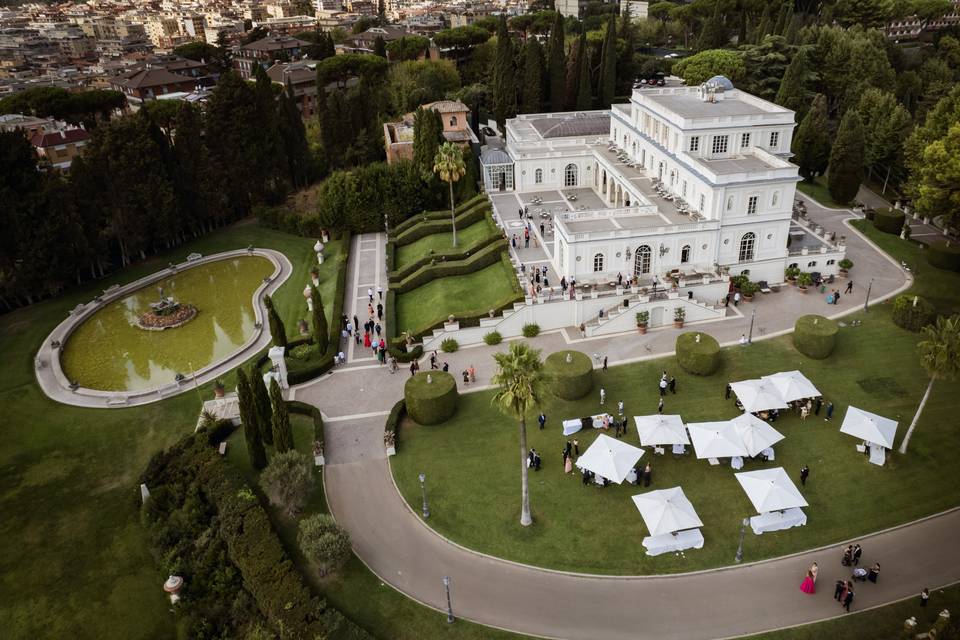 Foto con drone villa Miani