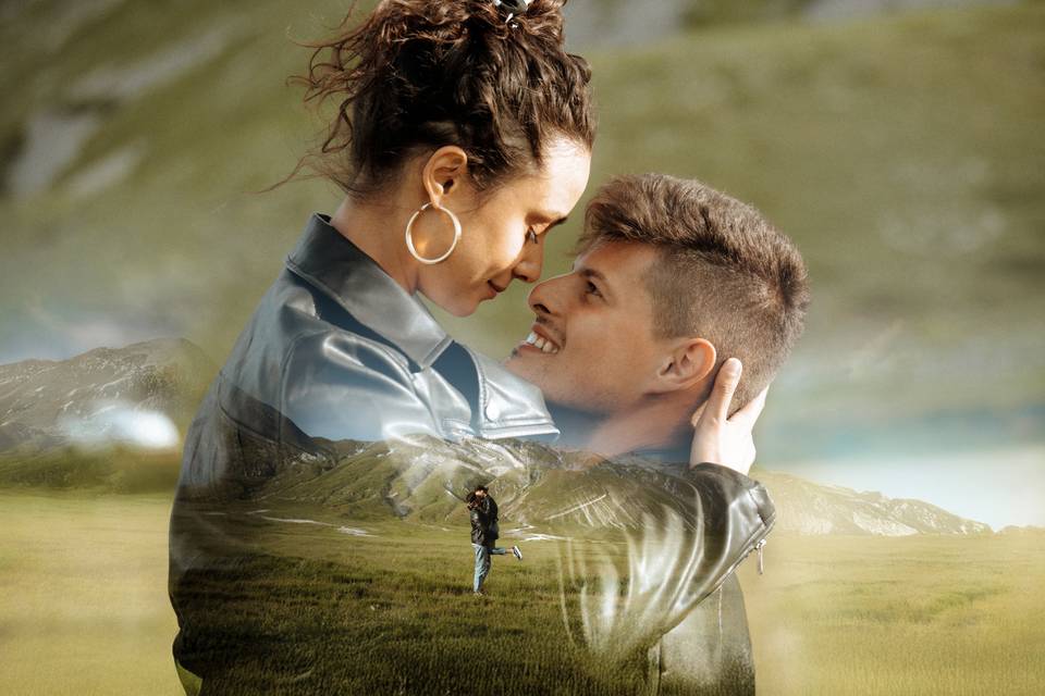 Couple shoot with motorcycle