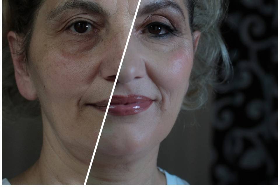 Prima e dopo make up anti-age