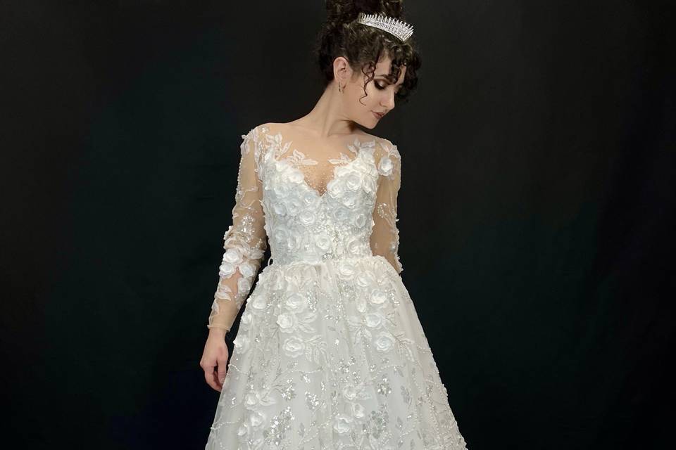 Abito sposa fiori 3D