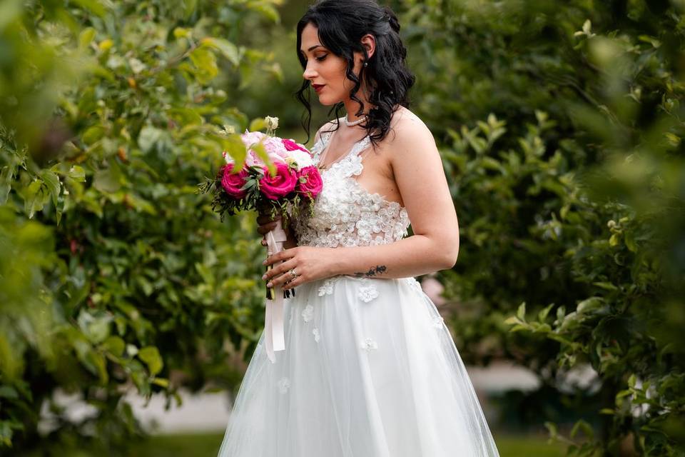 Abito sposa corpetto a fiori