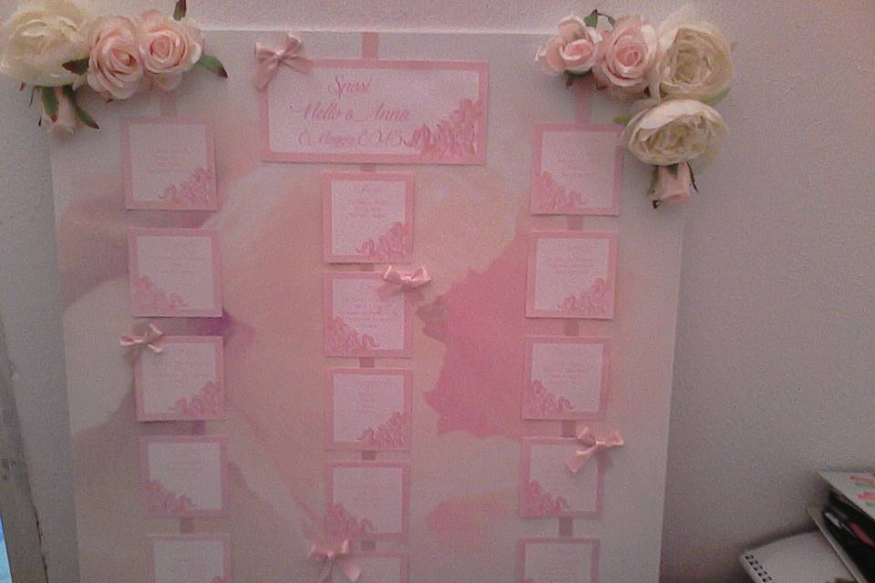 Tableau con peonie rosa