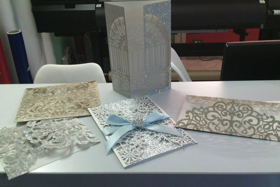 Inviti glitter lasercut