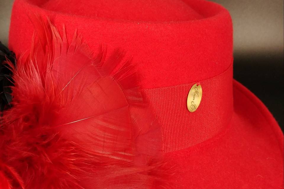 Cappello rosso in piume