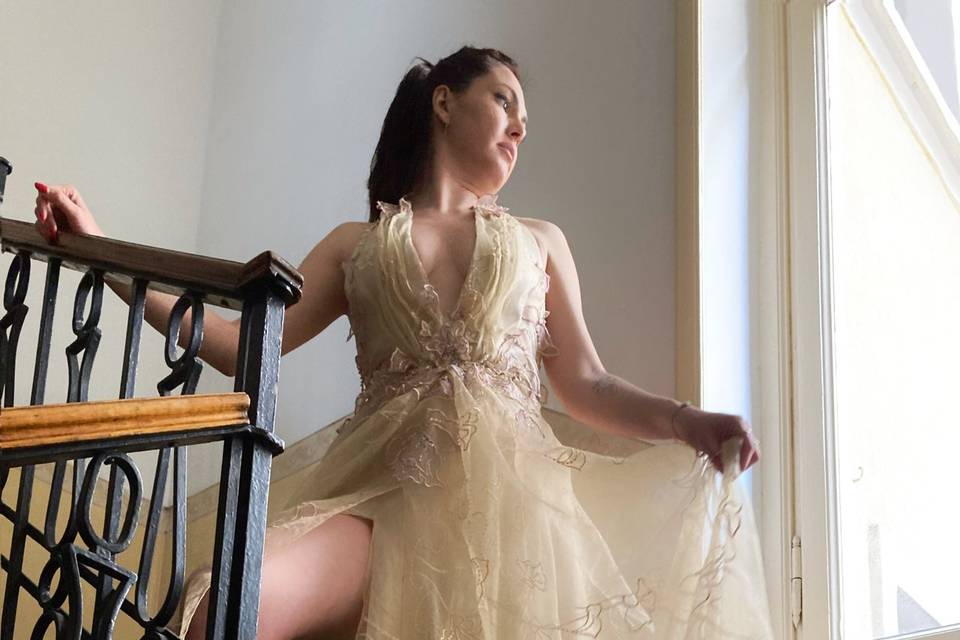 Abito Golden in organza seta
