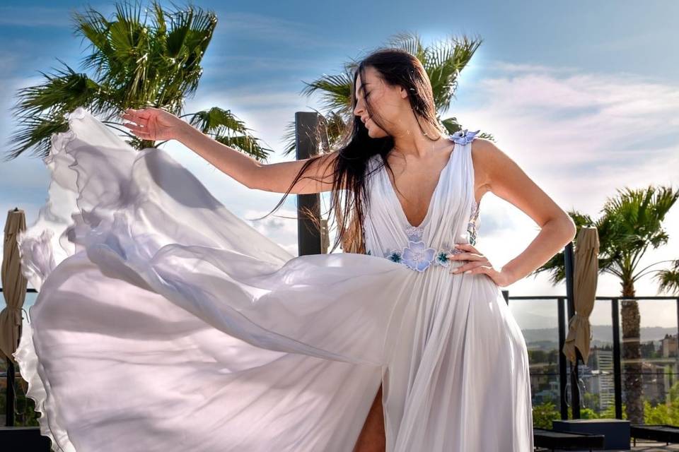 Abito Blu Sky - voile seta