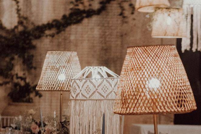 Table Lamp in Rattan e Macrame