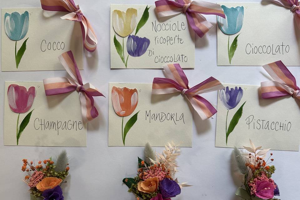 Cartellini gusti confetti