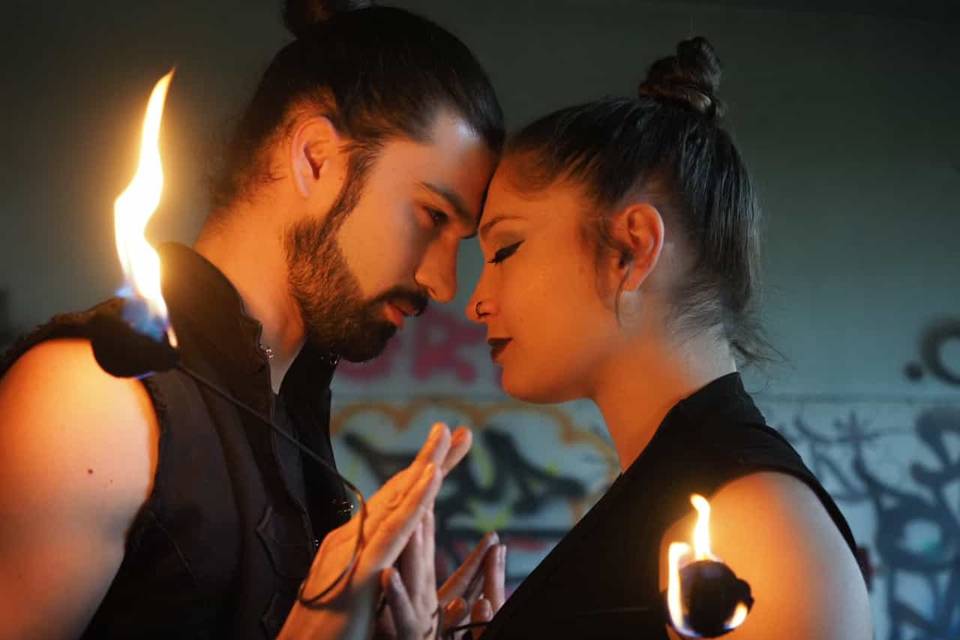 Spettacolo di fuoco romantico