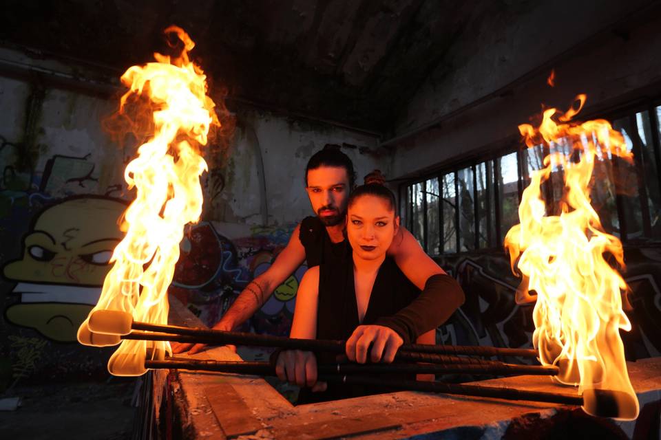 Spettacolo di fuoco romantico