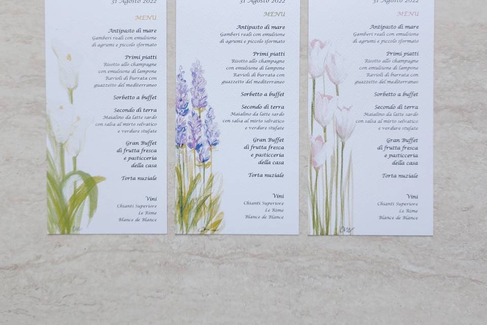 Menu con acquerelli