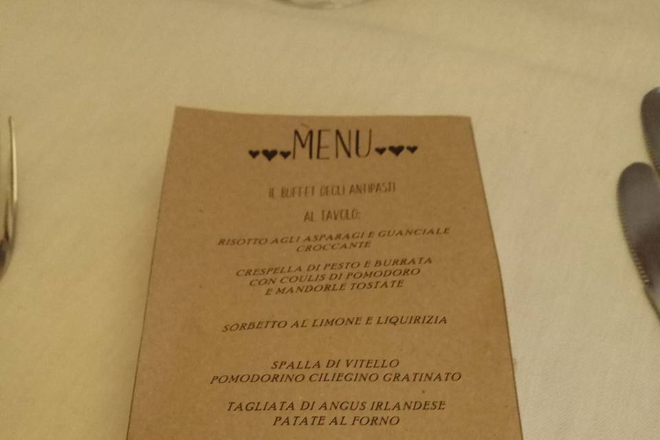 Menu ricevimento