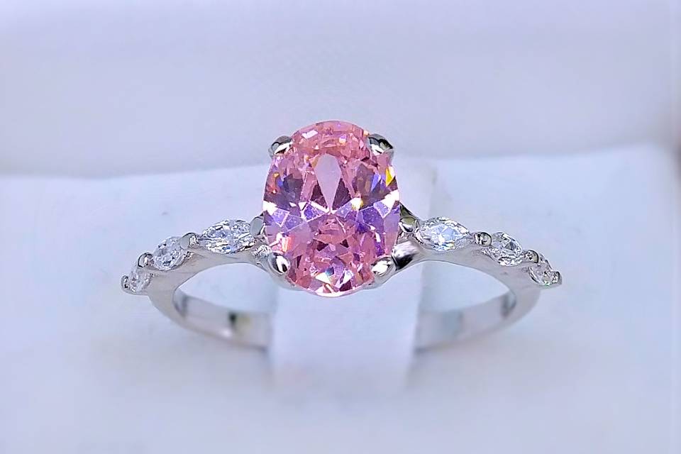 Morganite rosa e navette diama