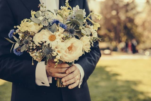 Bouquet azzurro e bianco