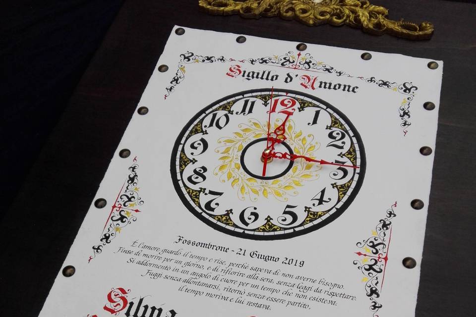 Charta nuptialis con orologio